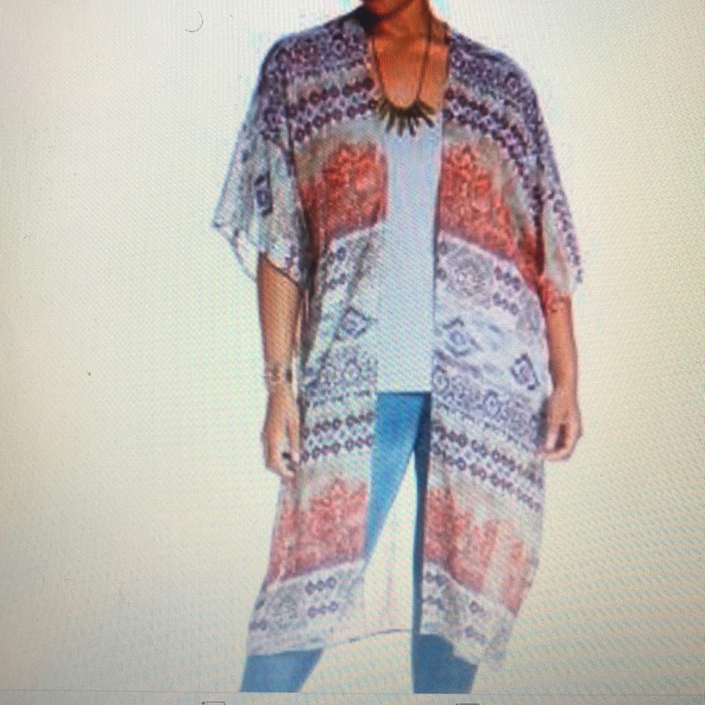 ING Plus Size Woven Printed Kimomo